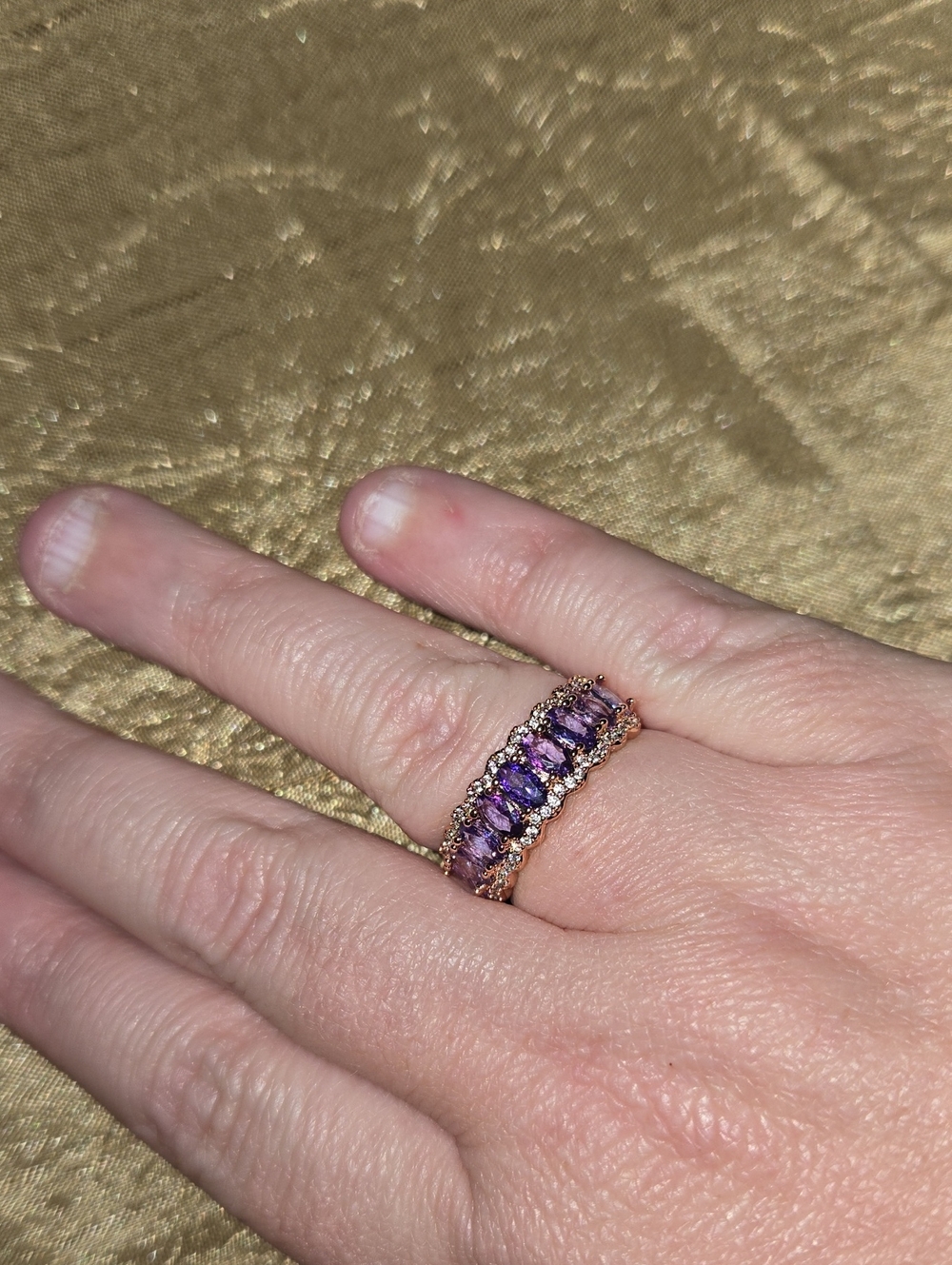 Budding Summer Romance- Gradient Of Amethyst Cubic Zirconia Rose Gold Plating
